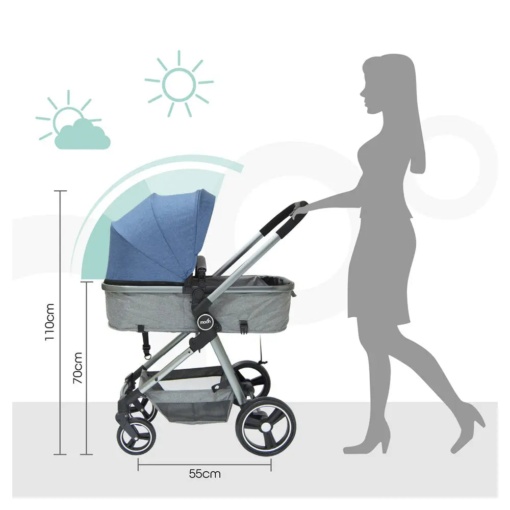 Moon Pro 2 In 1 Stroller Blue Moon Yallatoys