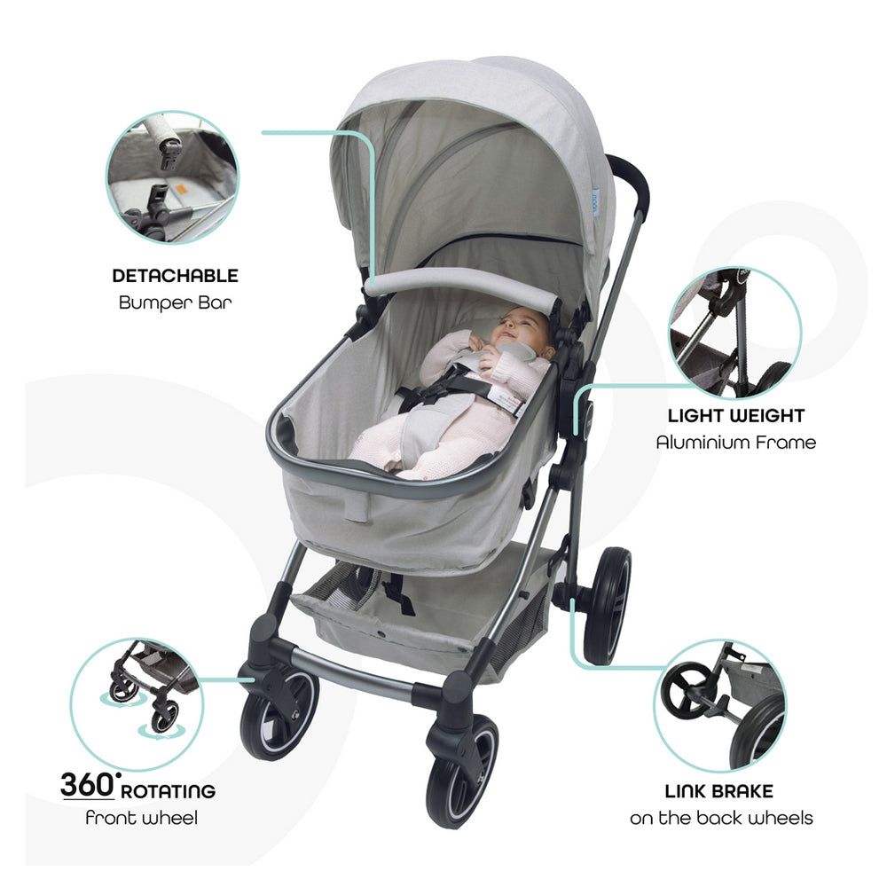 Buy Moon Pro 2 In 1 Stroller Grey | Yallatoys.com