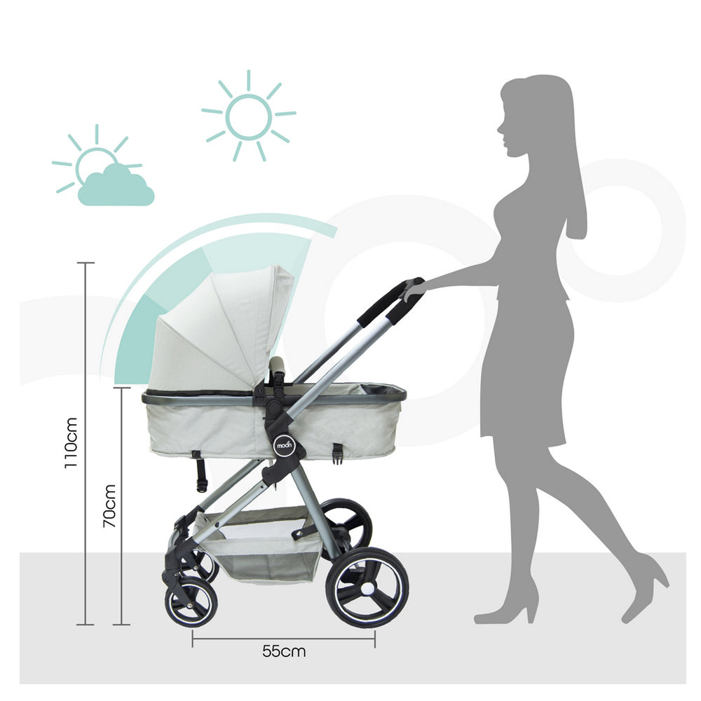 Buy Moon Pro 2 In 1 Stroller Grey | Yallatoys.com