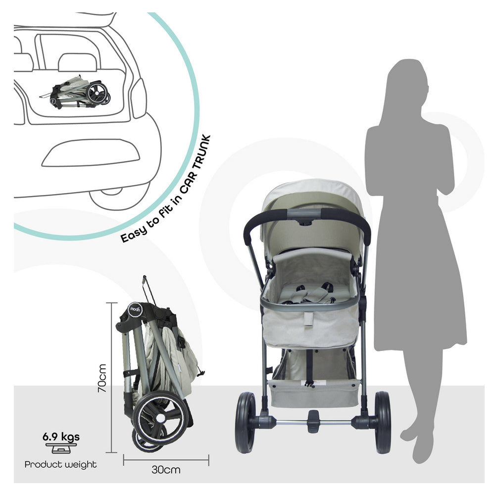 Buy Moon Pro 2 In 1 Stroller Grey | Yallatoys.com