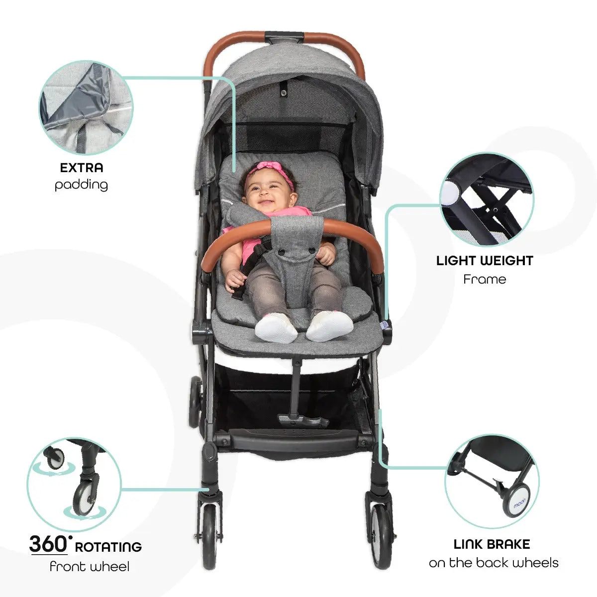 Moon Ritzi Cabin Stroller Grey Yallamomz Yallatoys