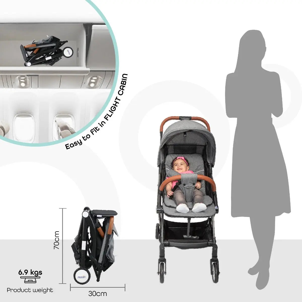 Moon Ritzi Cabin Stroller Grey Yallamomz Yallatoys