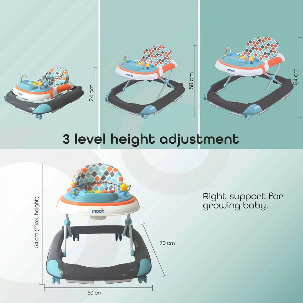Moon Muv Walker Baby Walker with music and Sound with Anti-fall Brake Pads Grey Dino Moon