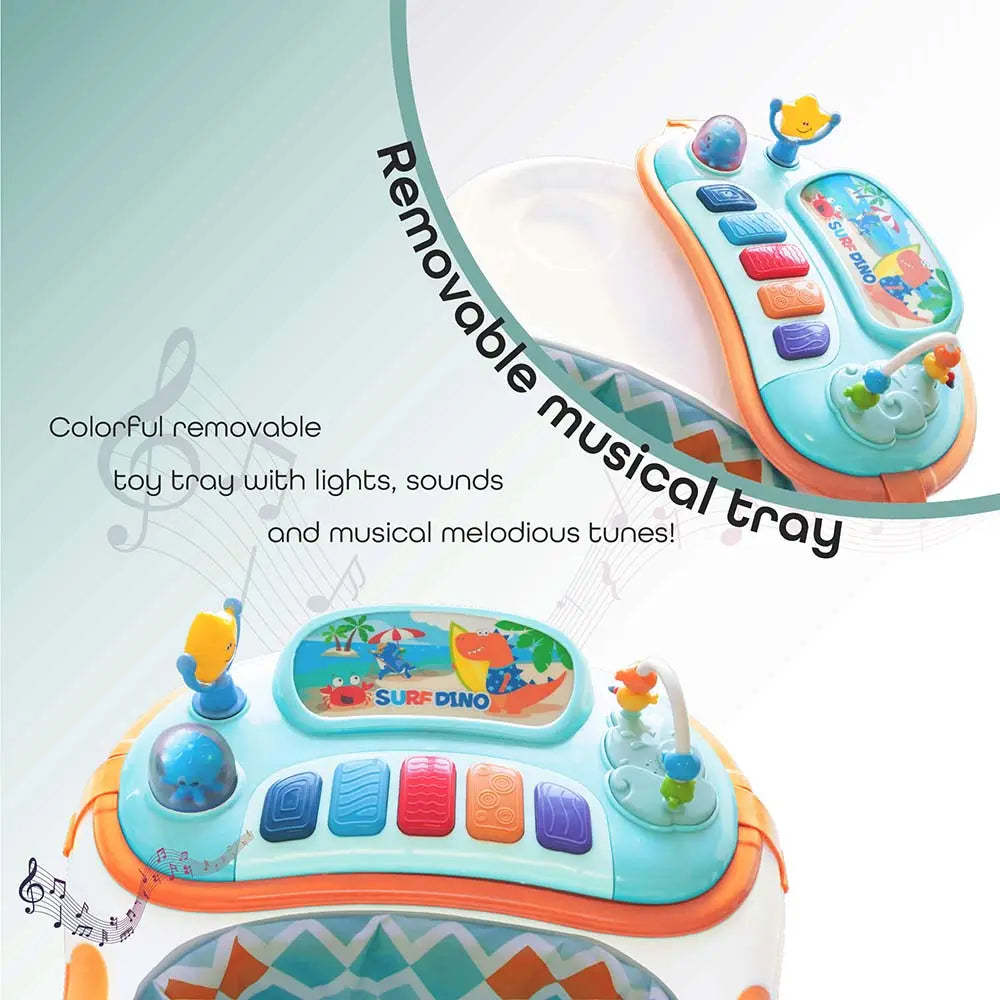 Moon Muv Walker Baby Walker with music and Sound with Anti-fall Brake Pads Grey Dino Moon
