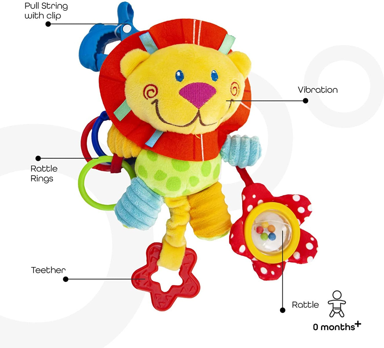 Buy Moon Pull String Musical Toy For Stroller & Car Seats Lion | Yallatoys.com