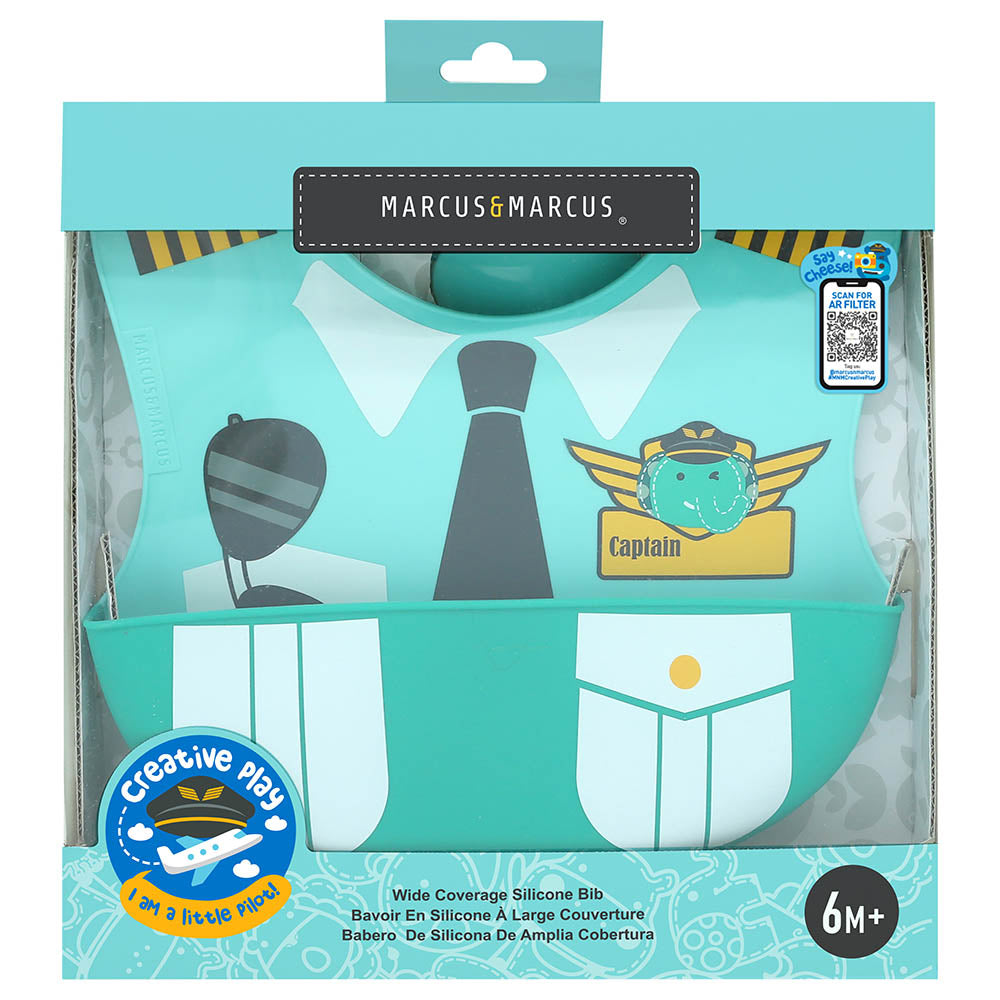 Marcus N Marcus  Wide Coverage Silicone Bib Little Pilot Olie Marcus & Marcus Yallatoys