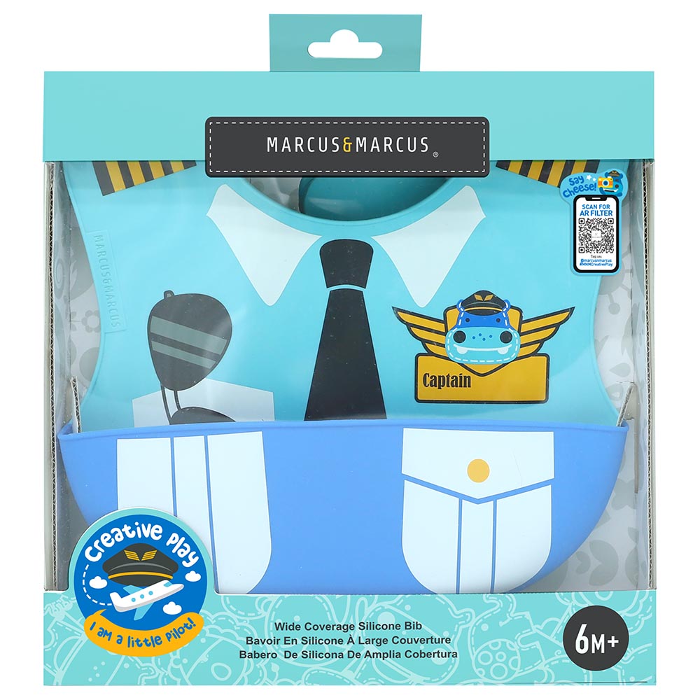 Marcus N Marcus  Wide Coverage Silicone Bib Little Pilot Lucas Marcus & Marcus Yallatoys