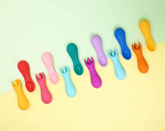 Marcus N Marcus  Silicone Palm Grasp Spoon & Fork Set  Marcus Marcus & Marcus Yallatoys