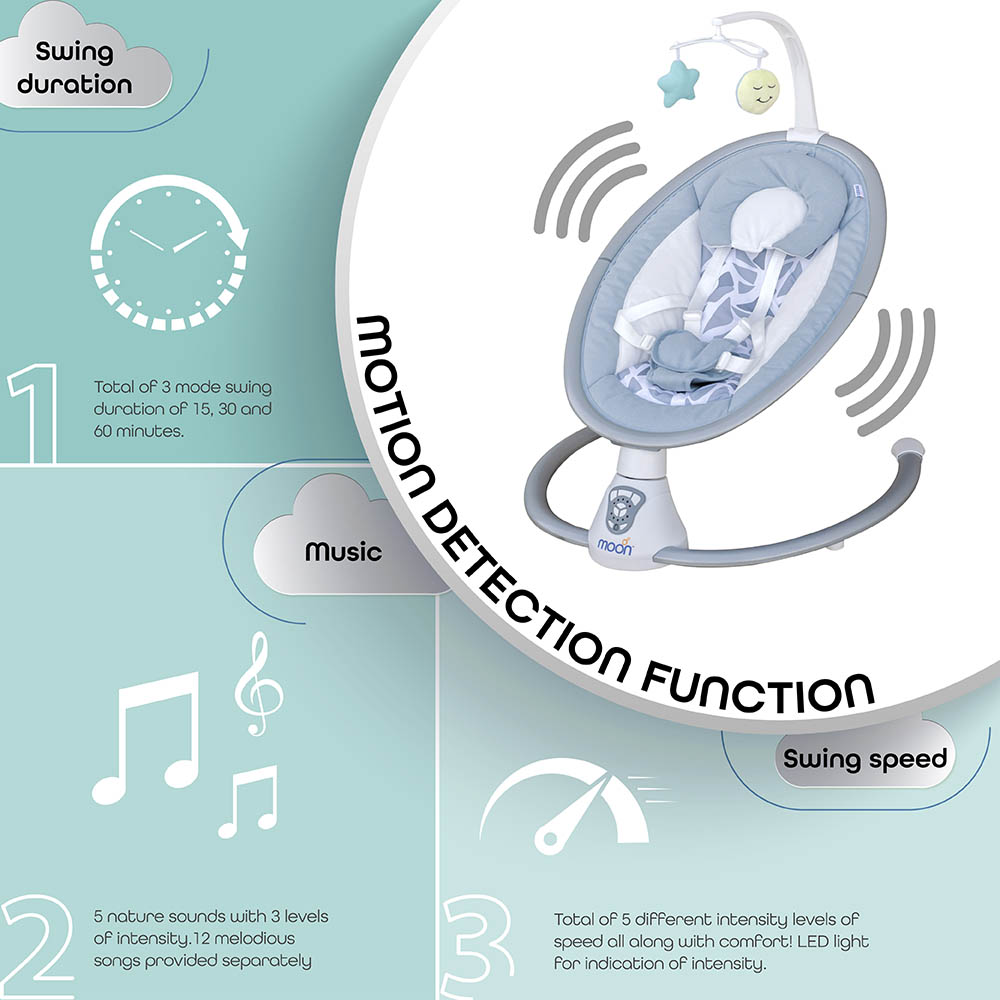 Buy Moon Musical Baby Swing Blue Remote Operated | Yallatoys.com