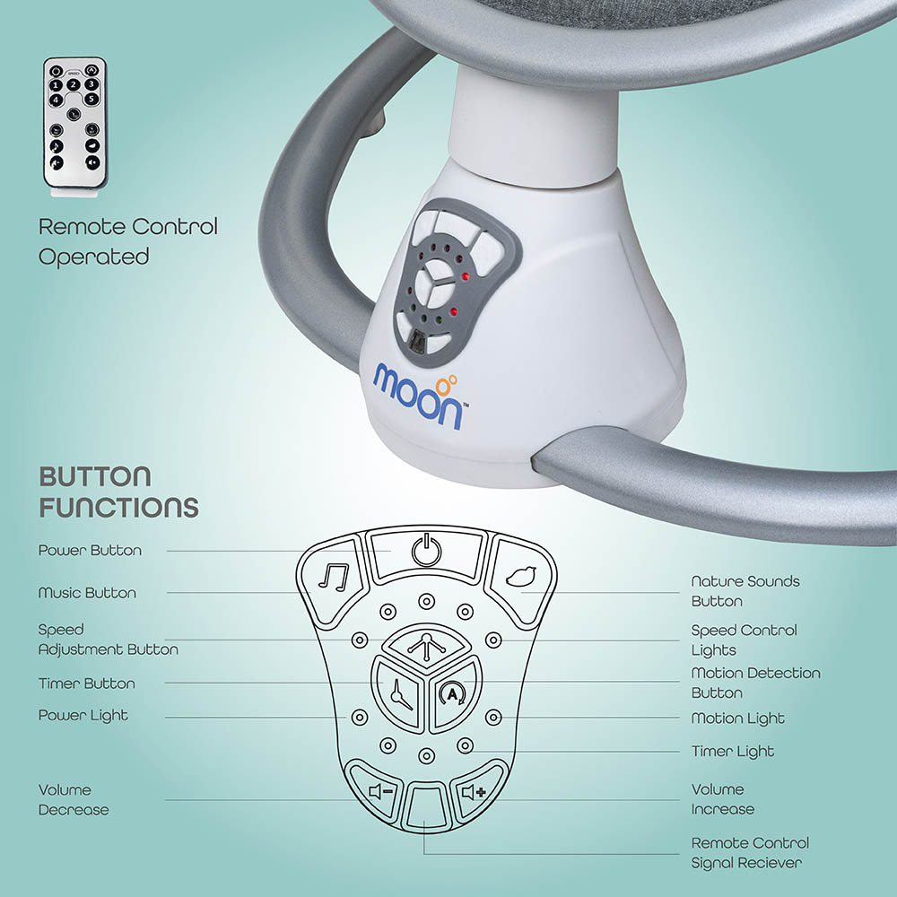 Buy Moon Musical Baby Swing Blue Remote Operated | Yallatoys.com