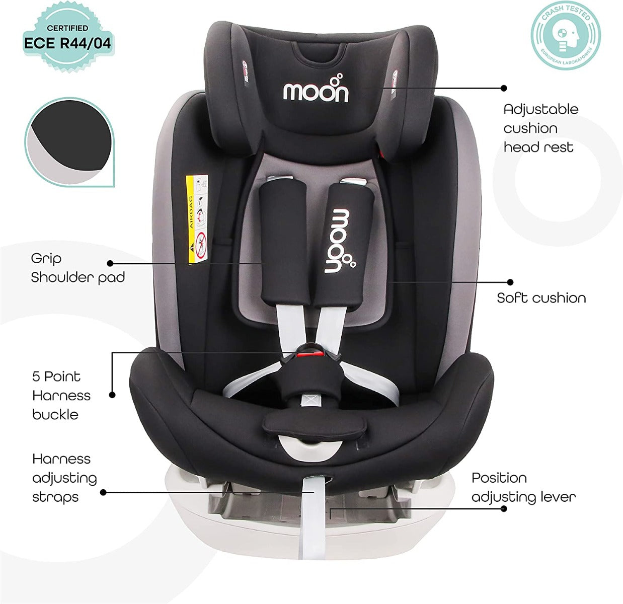 Buy Moon Melhor Convert Combin Car Seat Reclining Isofix Black Group:0+/I/II/III | Yallatoys.com