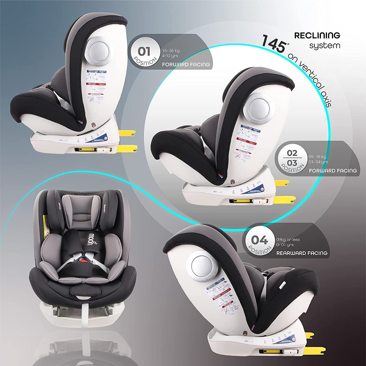 Buy Moon Melhor Convert Combin Car Seat Reclining Isofix Black Group:0+/I/II/III | Yallatoys.com