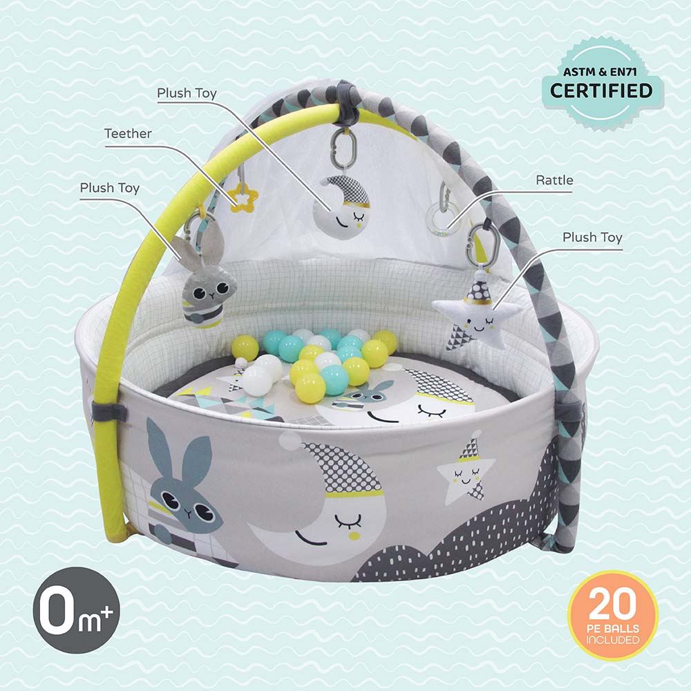 Buy Moon Good Night Baby Pool Activity Gym with 20 Balls and Mosquito Net | Yallatoys.com