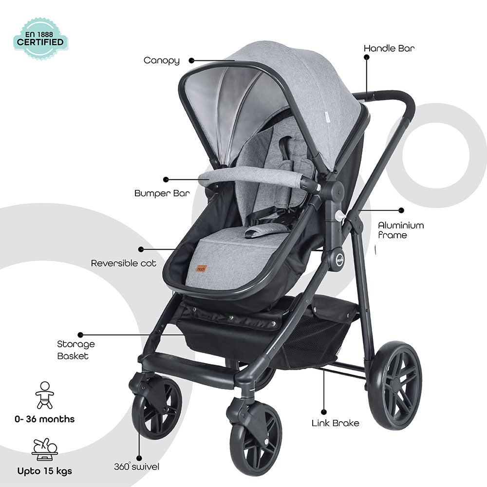Buy Moon Tres 3 In 1 Travel System Light Grey | Yallatoys.com