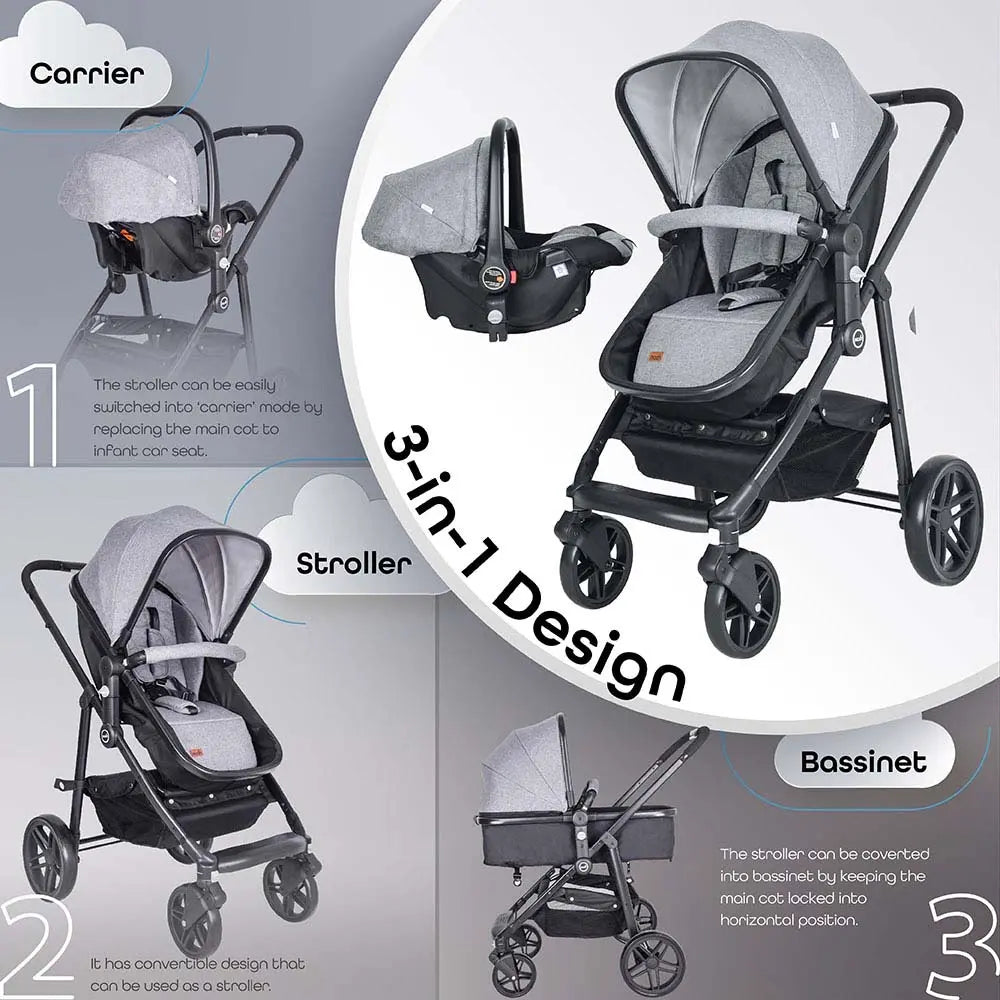 Moon Tres 3 In 1 Travel System Light Grey Moon Yallatoys