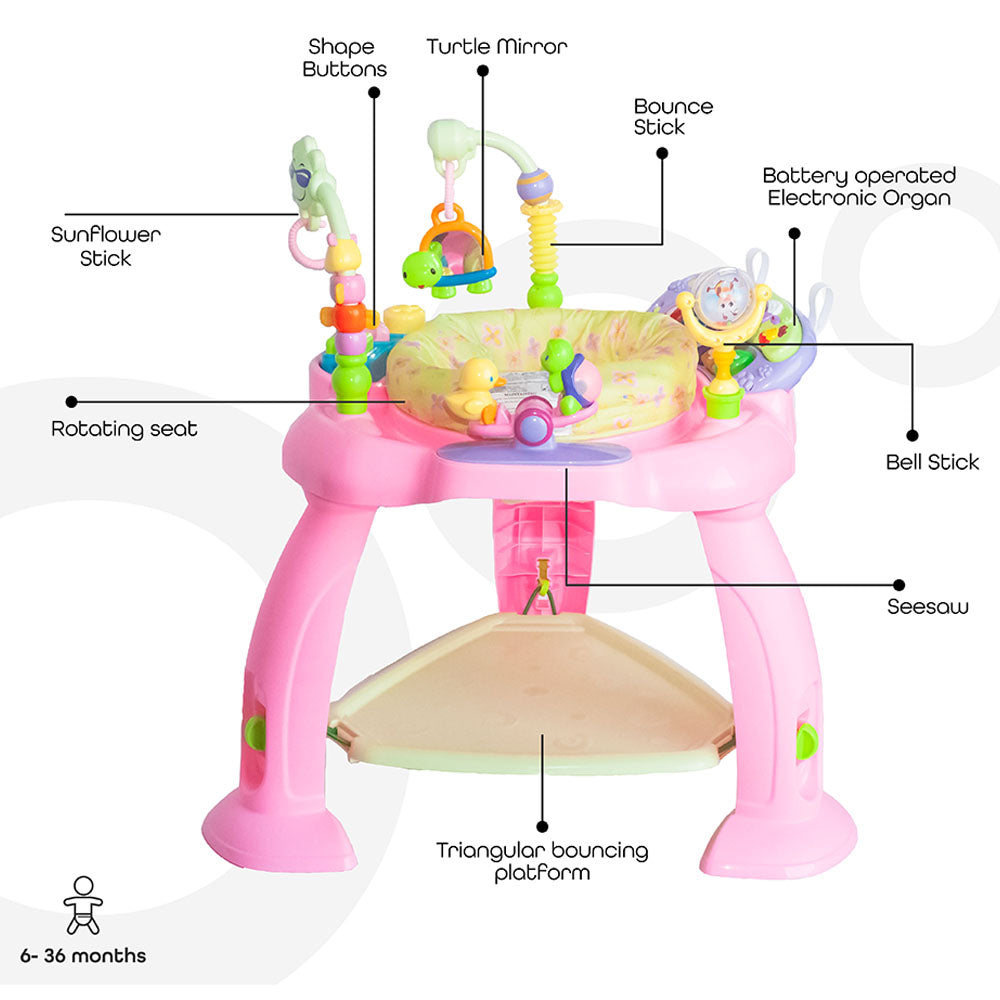 Buy Moon Baby Jumper Bouncer Activity Center Adjustable Seat Pink | Yallatoys.com