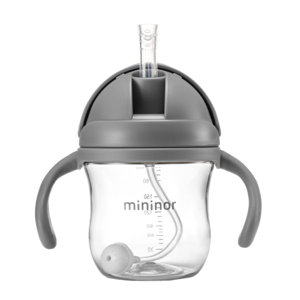 Mininor Straw Bottle Tritan 220ml Grey Mininor Yallatoys