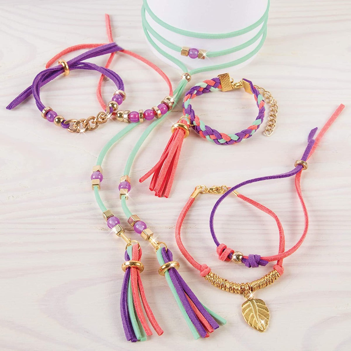 Buy Make It Real Gold Link Suede Bracelets | Yallatoys.com
