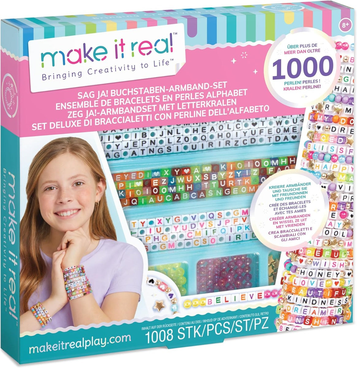 Buy Make It Real Say Yes Alphabet Bead Bracelet Set  1008pc DIY Jewelry Kit | Yallatoys.com