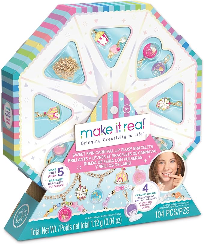 Buy Make It Real Sweet Spin Carnival Lip Gloss Bracelets  104pc DIY Jewelry Craft Kit | Yallatoys.com