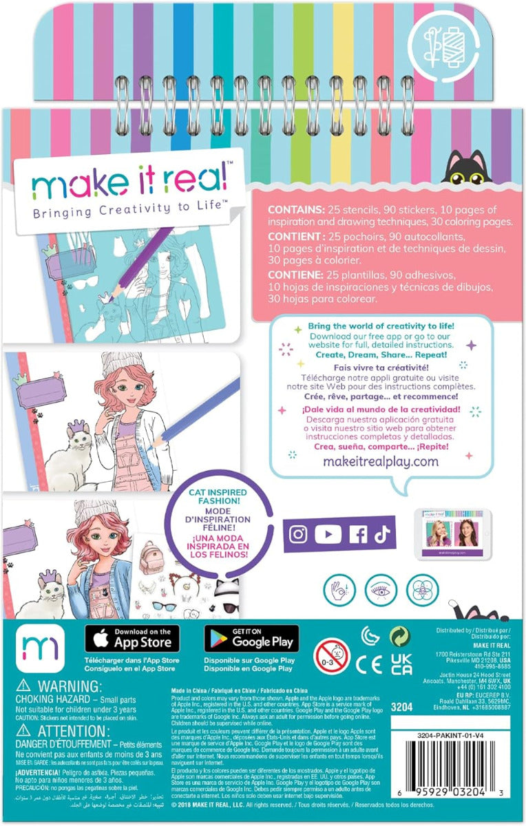 Buy Make It Real Fashion Design Sketchbook Pretty Kitty | Yallatoys.com