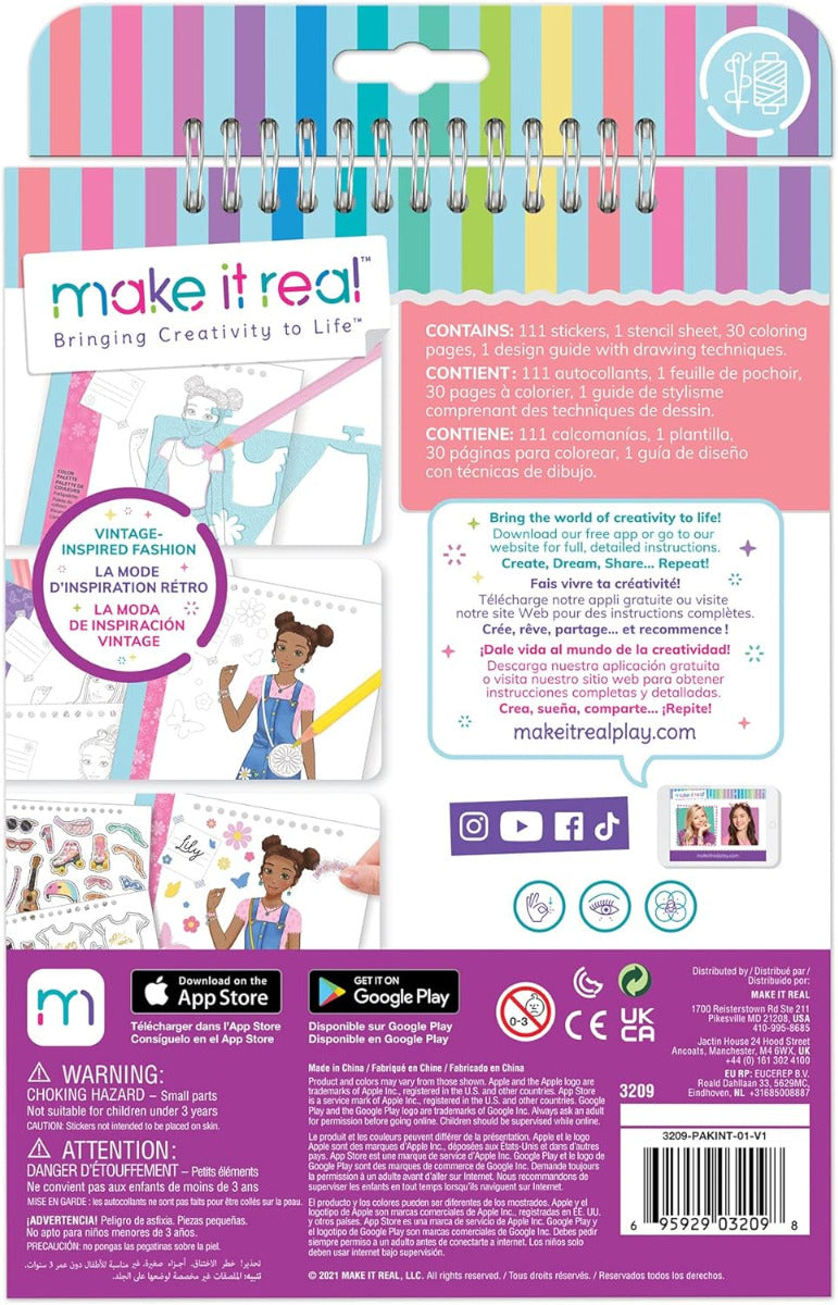Buy Make It Real Fashion Design Sketchbook Blooming Vibes | Yallatoys.com