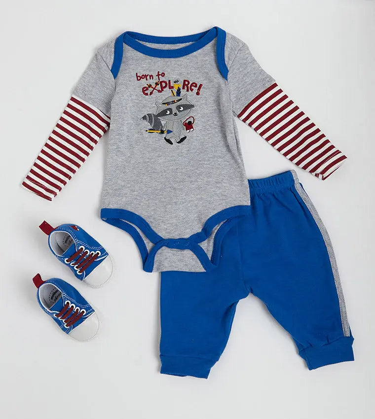 Mothers Choice Baby 3pcs Set of BodySuit Legging and Shoes Set Mothers Choice