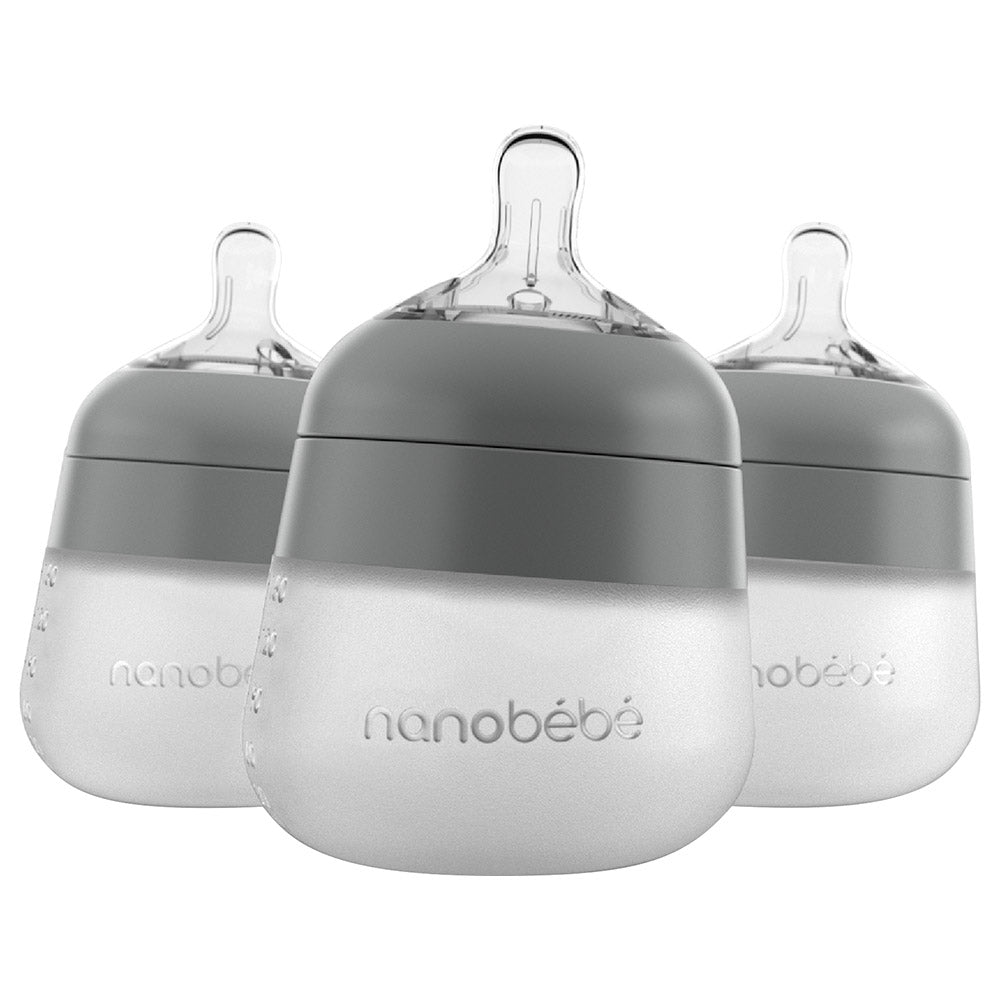 Nanobebe 150Ml Silicone Bottle  3 Pack  Grey Nanobebe Yallatoys