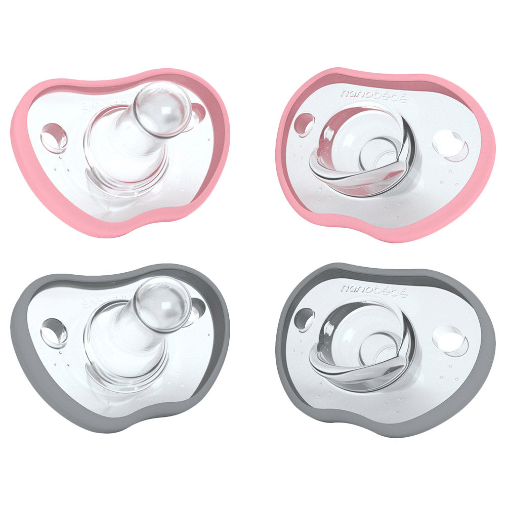 Nanobebe Flexy Pacifier 4 Pack   0 3M  Pink+Grey Nanobebe Yallatoys