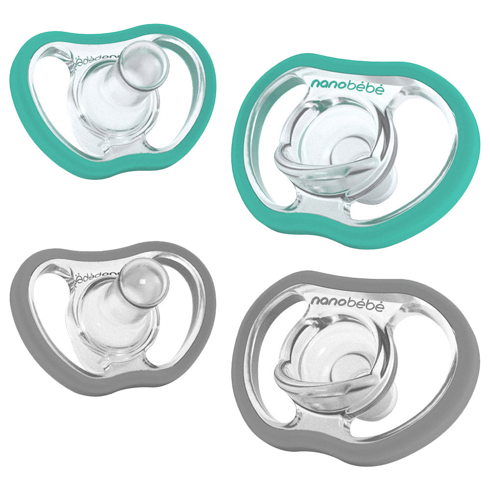 Nanobebe Flexy Pacifier 4 Pack     0 3M  Grey+Teal Nanobebe Yallatoys