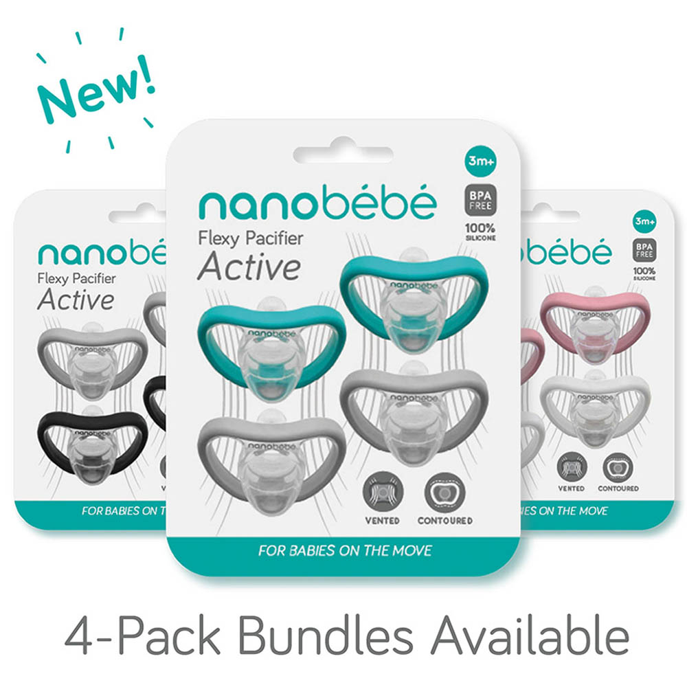 Nanobebe Flexy Pacifier 4 Pack     0 3M  Grey+Teal Nanobebe Yallatoys