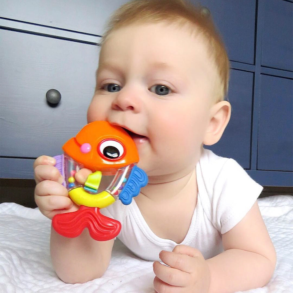 Nuby  Rattle Pals Teether Orange Fish Nuby Yallatoys
