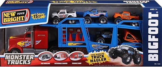 Buy New Bright Big Foot Car Carrier with 4 Trucks Playset | Yallatoys.com