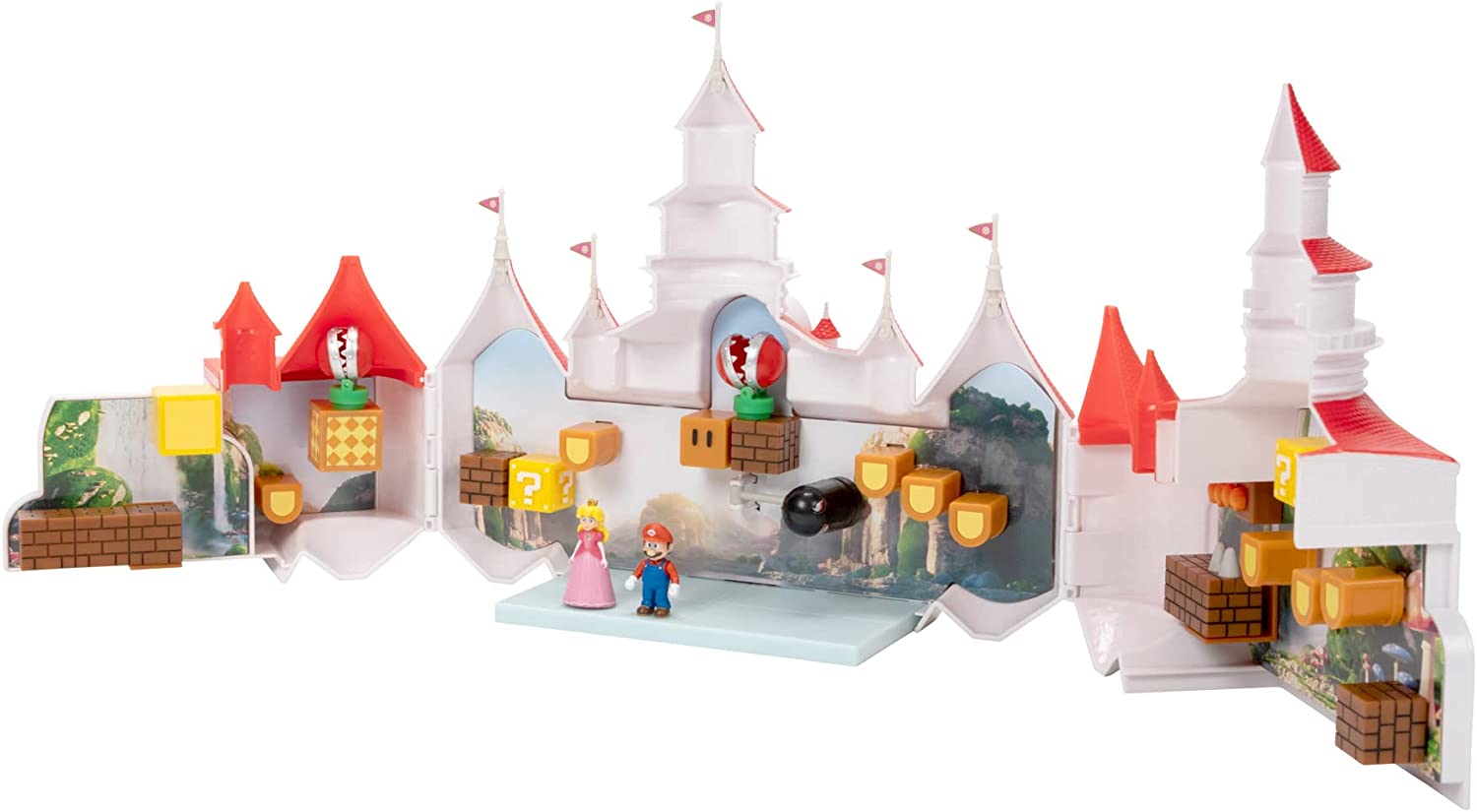 Buy Nintendo Super Mario Movie Mushroom Kingdom Castle Playset with Mini 1.25inch Mario and Princess Peach Figures | Yallatoys.com