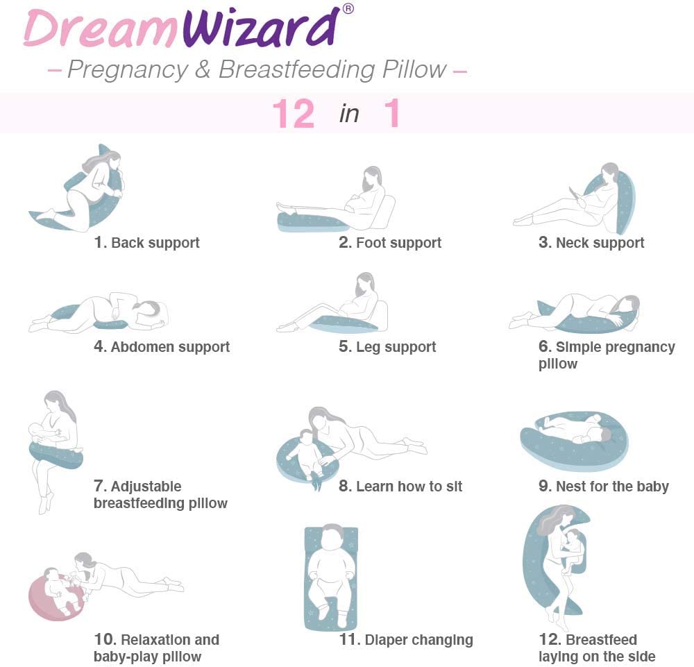 Nuvita Dreamwizard 12 In 1 Pregnancy And Nursing Pillow With Back Support  7100 Gray Star Nuvita Yallatoys