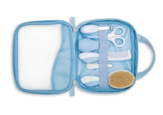 Nuvita Essential Baby Care Kit  Nasal Aspirator  Small Scissors With Rounded Tips  Nail Clippers  Nail Files  Brush With Pure Wool Bristles  And Comb Blue Nuvita Yallatoys