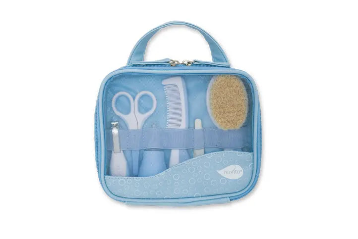 Nuvita Essential Baby Care Kit  Nasal Aspirator  Small Scissors With Rounded Tips  Nail Clippers  Nail Files  Brush With Pure Wool Bristles  And Comb Blue Nuvita Yallatoys