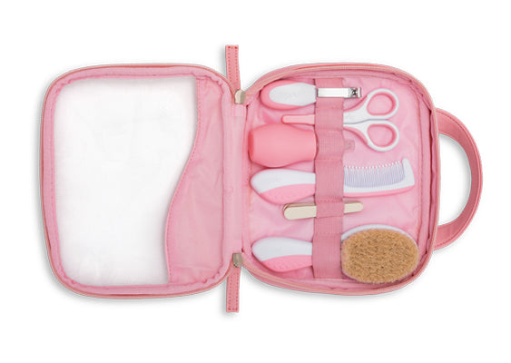 Nuvita Essential Baby Care Kit  Nasal Aspirator  Small Scissors With Rounded Tips  Nail Clippers  Nail Files  Brush With Pure Wool Bristles  And Comb Pink Nuvita Yallatoys