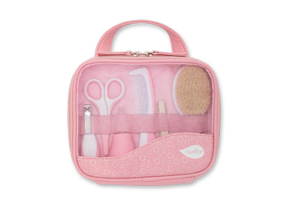 Nuvita Essential Baby Care Kit  Nasal Aspirator  Small Scissors With Rounded Tips  Nail Clippers  Nail Files  Brush With Pure Wool Bristles  And Comb Pink Nuvita Yallatoys