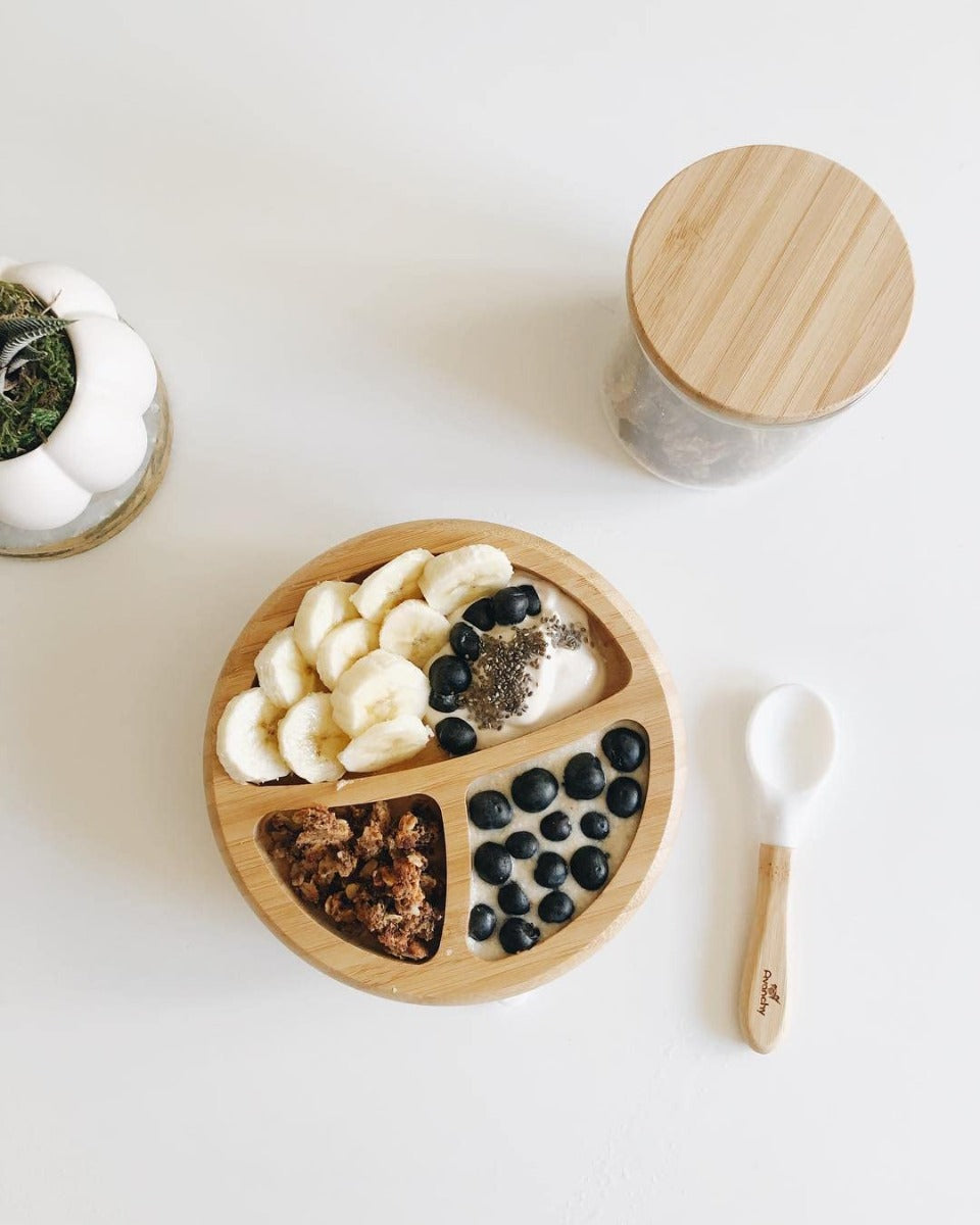 Avanchy Bamboo Suction Classic Plate + Spoon Og Avanchy Yallatoys