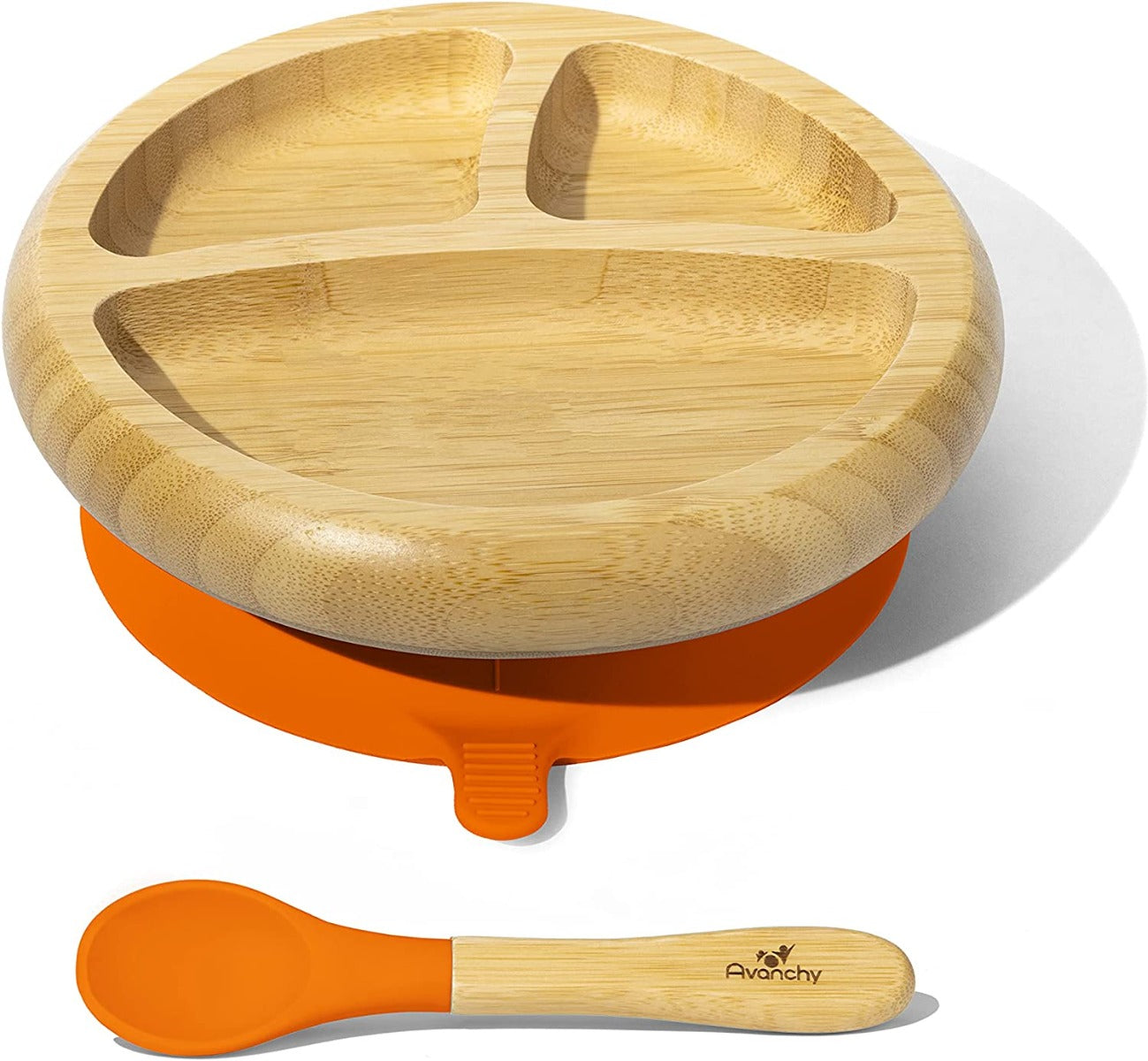 Avanchy Bamboo Suction Classic Plate + Spoon Og Avanchy Yallatoys