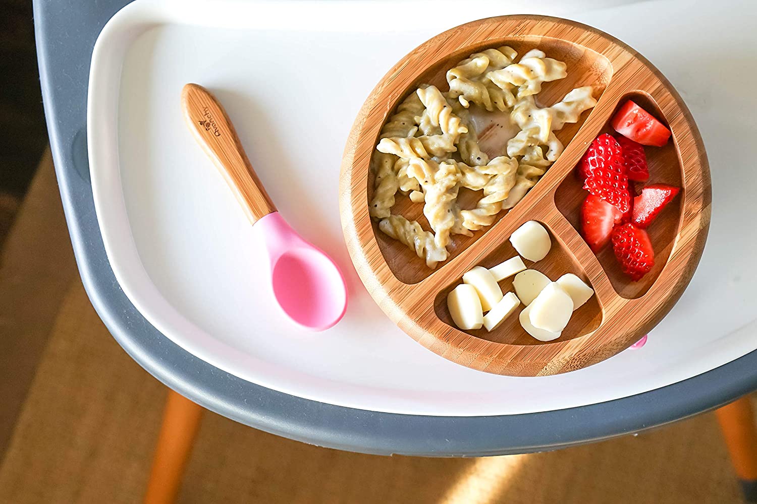 Avanchy Bamboo Suction Classic Plate + Spoon Og Avanchy Yallatoys