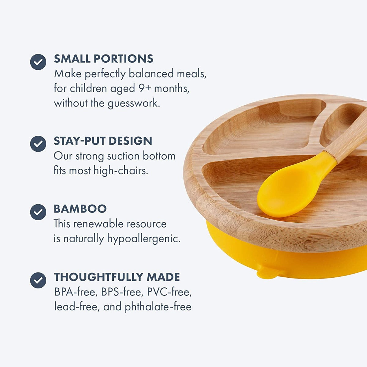 Avanchy Bamboo Suction Classic Plate + Spoon Og Avanchy Yallatoys
