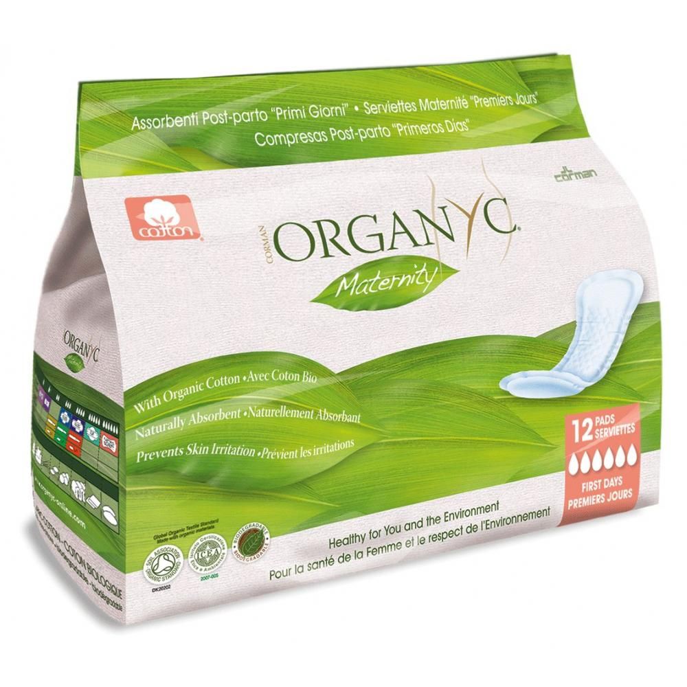 Organyc 100% Organic Cotton Maternity Pads First Days 12Pcs Organyc Yallatoys