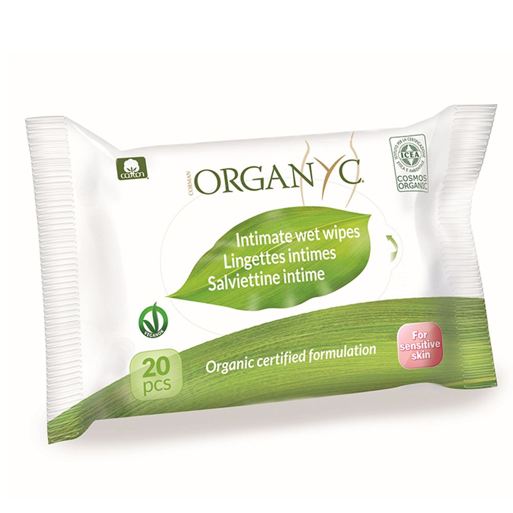 Organyc 100 Percent Organic Cotton Intimate Wipes 20Pcs Organyc Yallatoys