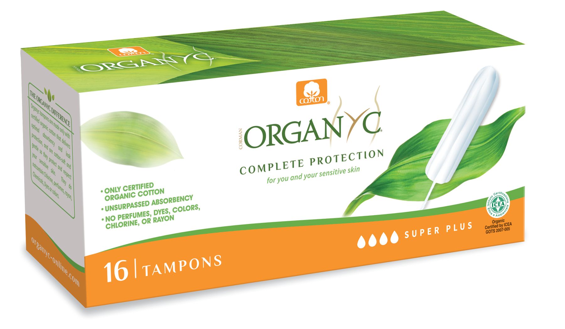 Organyc 100 Percent Organic Cotton Tampons Super Plus 16Pcs Organyc Yallatoys