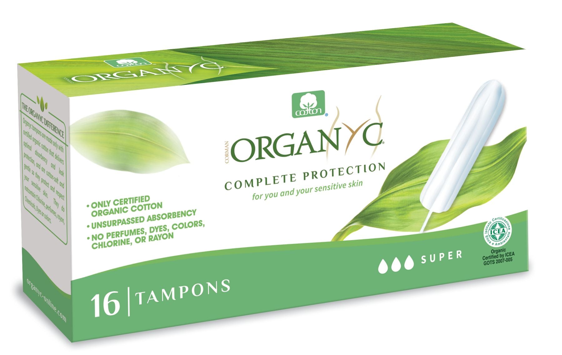 Organyc 100 Percent Organic Cotton Tampons Super 16Pcs Organyc Yallatoys