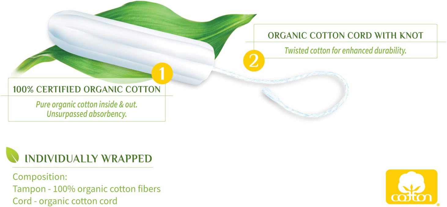 Organyc 100 Percent Organic Cotton Tampons Regular 16Pcs Organyc Yallatoys