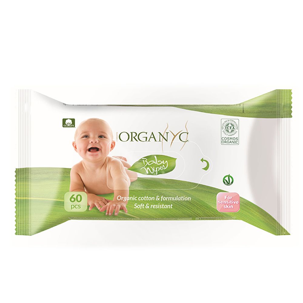 Organyc 100% Organic Cotton Baby Wipes 60Pcs Organyc Yallatoys