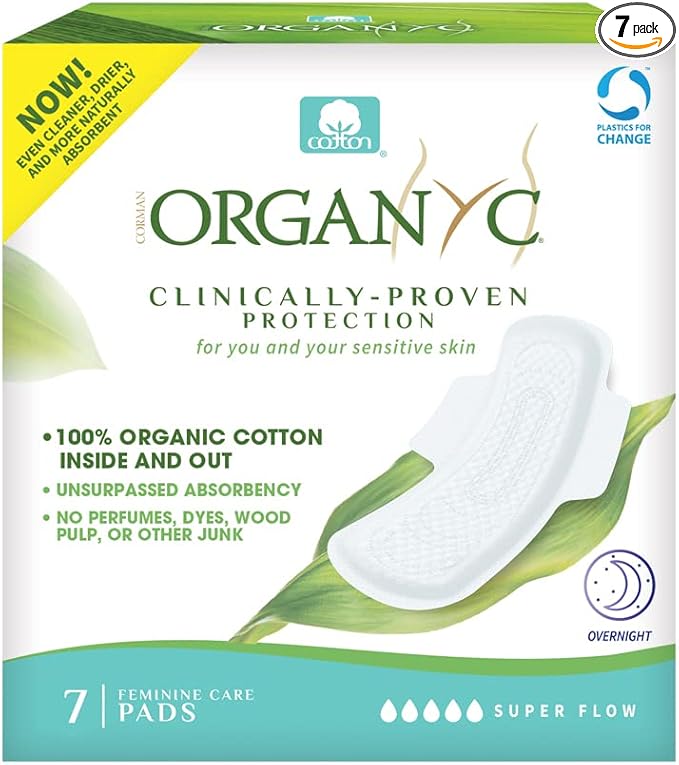 Organyc 100 Percent Cotton Overnight Protection Pads Maximum Coverage Organyc Yallatoys